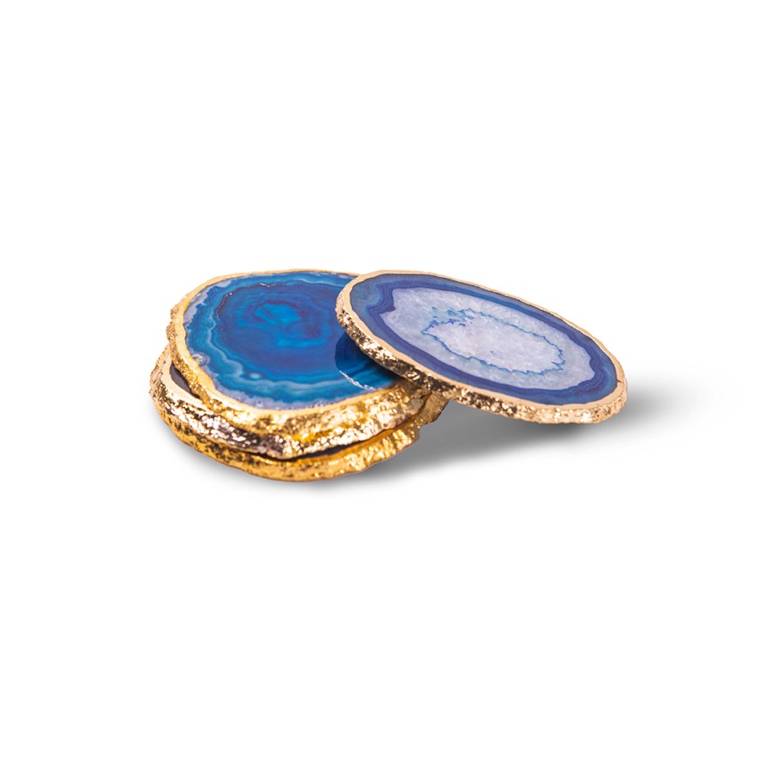 Hand Crafted Round Agate Coaster Set