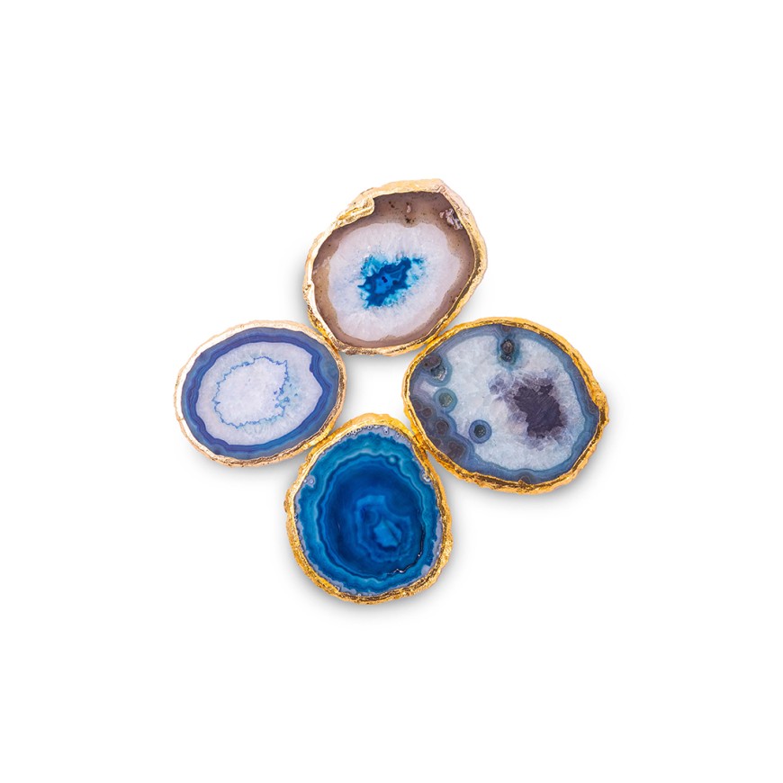 Hand Crafted Round Agate Coaster Set