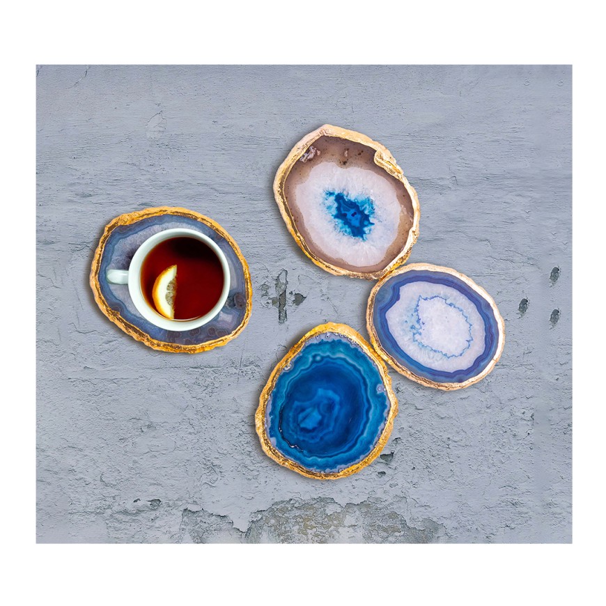 Hand Crafted Round Agate Coaster Set