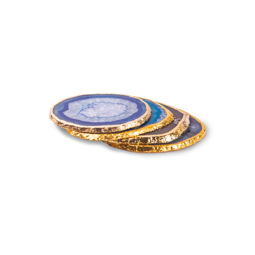 Hand Crafted Round Agate Coaster Set