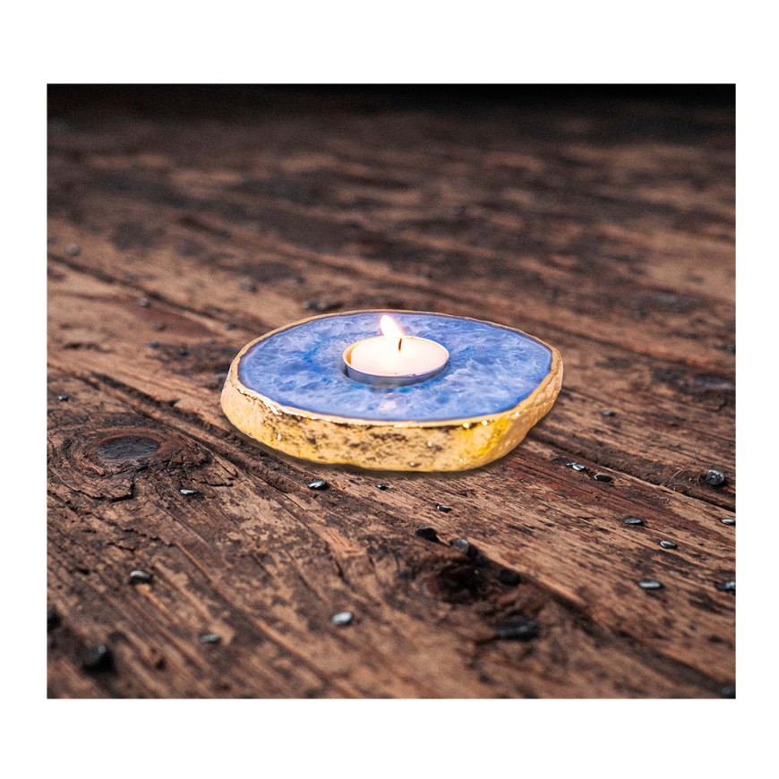 Hand Crafted  Agate Gemstone Tea Light