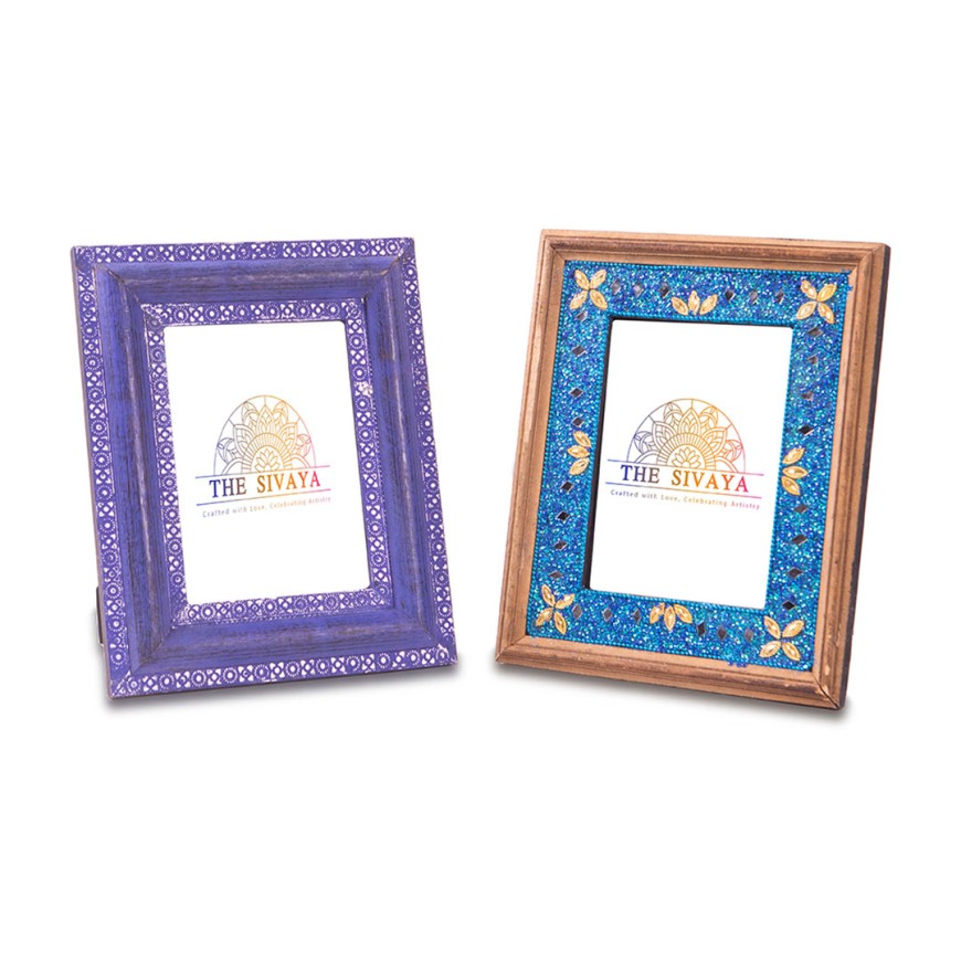 Hand Crafted Wood And Beads Décor Photo Frame