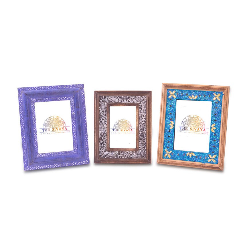 Hand Crafted Wood And Beads Décor Photo Frame