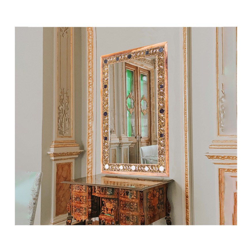 MDF Mirror Frame With Glitter And Bead Décor