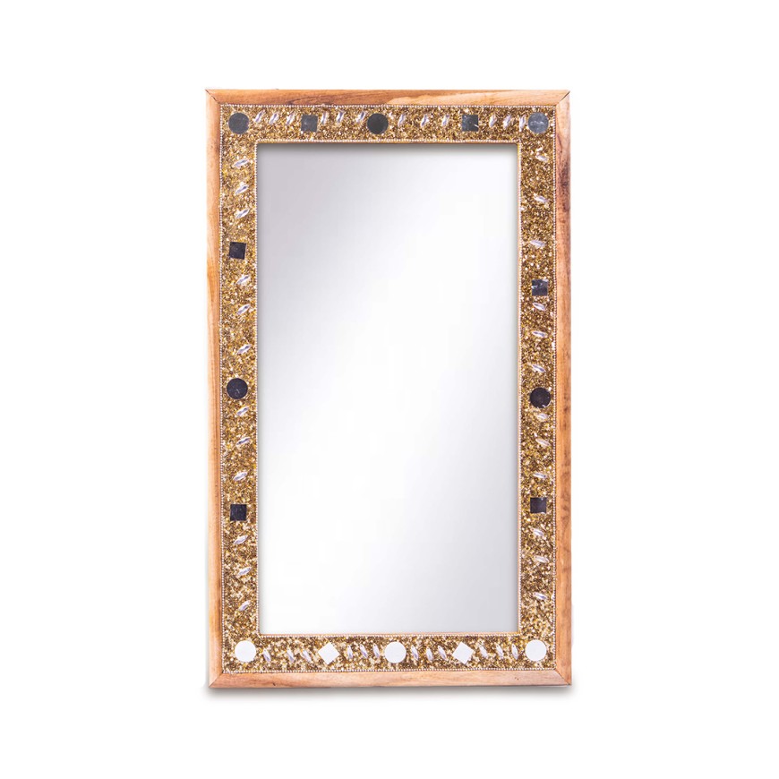 MDF Mirror Frame With Glitter And Bead Décor