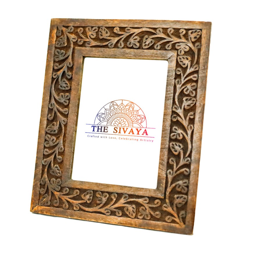 100% hand crafted engraved wooden photo frame
