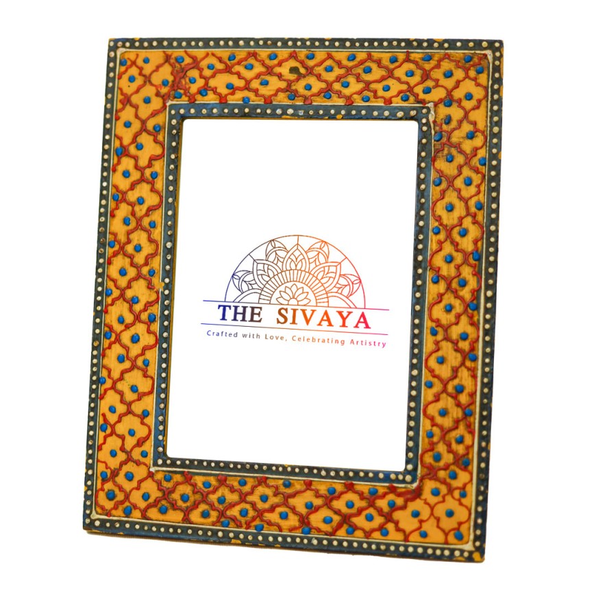 Hand embossed and hand painted photo frame, 100% hand crafted